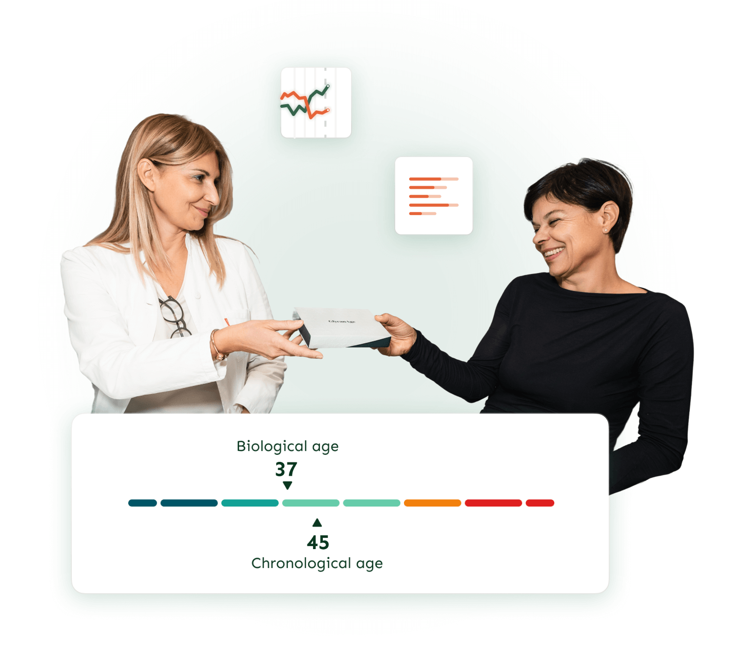 a healthcare provider handing their client a glycanage kit