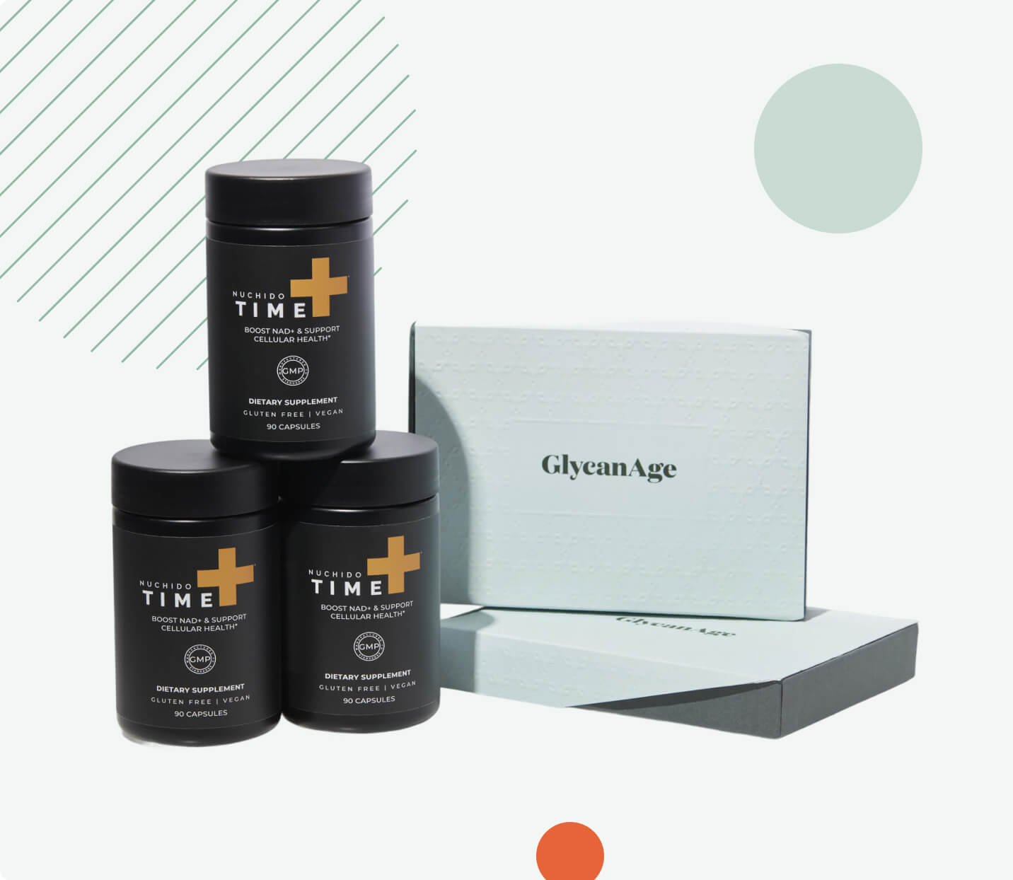 Envelope containing several GlycanAge newsletters, including one featuring a smiling man named Nick with the headline ‘Trusted by over 20,000 users.’