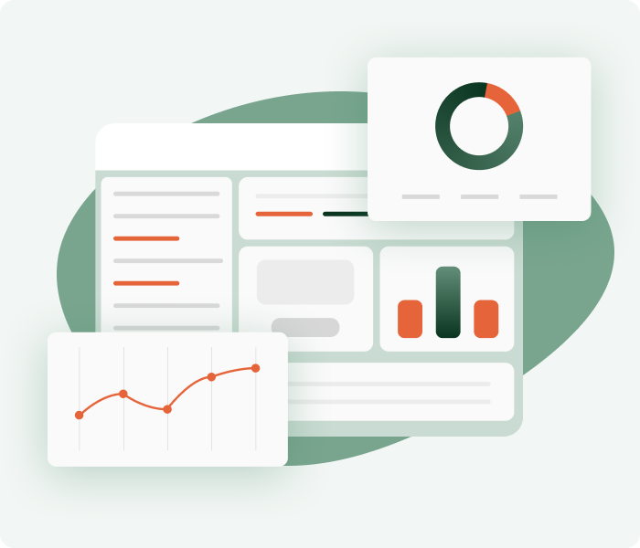 Dashboard-style screens showing hormone and health analytics with graphs and metrics.